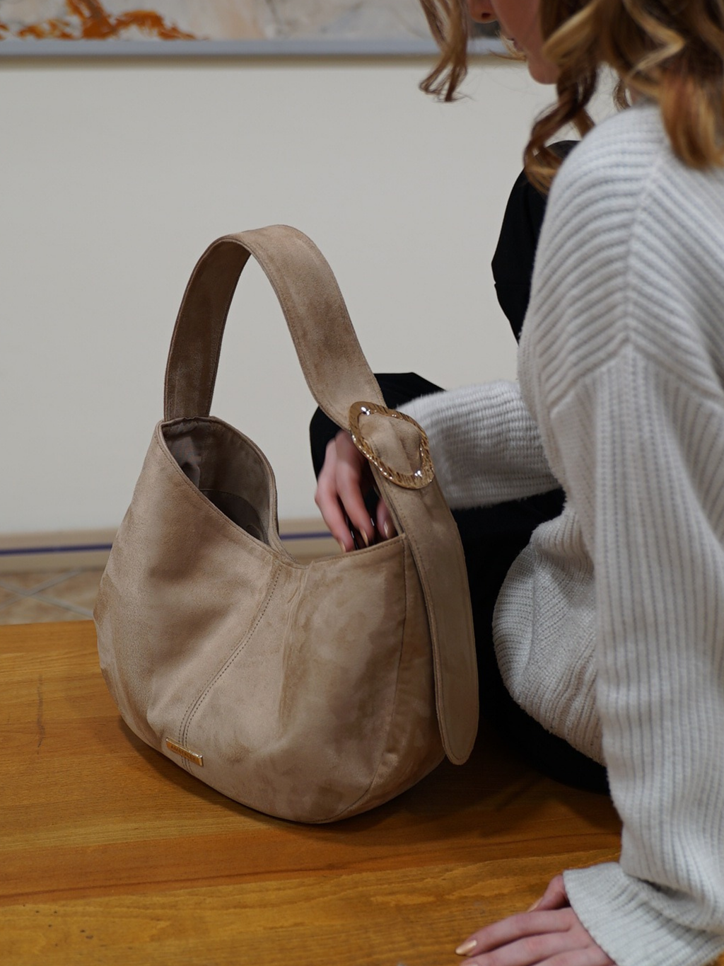 Barcelona | Latte Vegan Süet Çanta