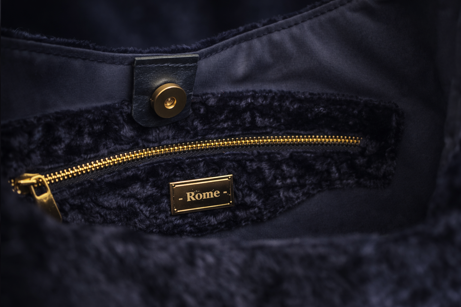 Rome | Velvet Gece Mavisi Hobo Çanta