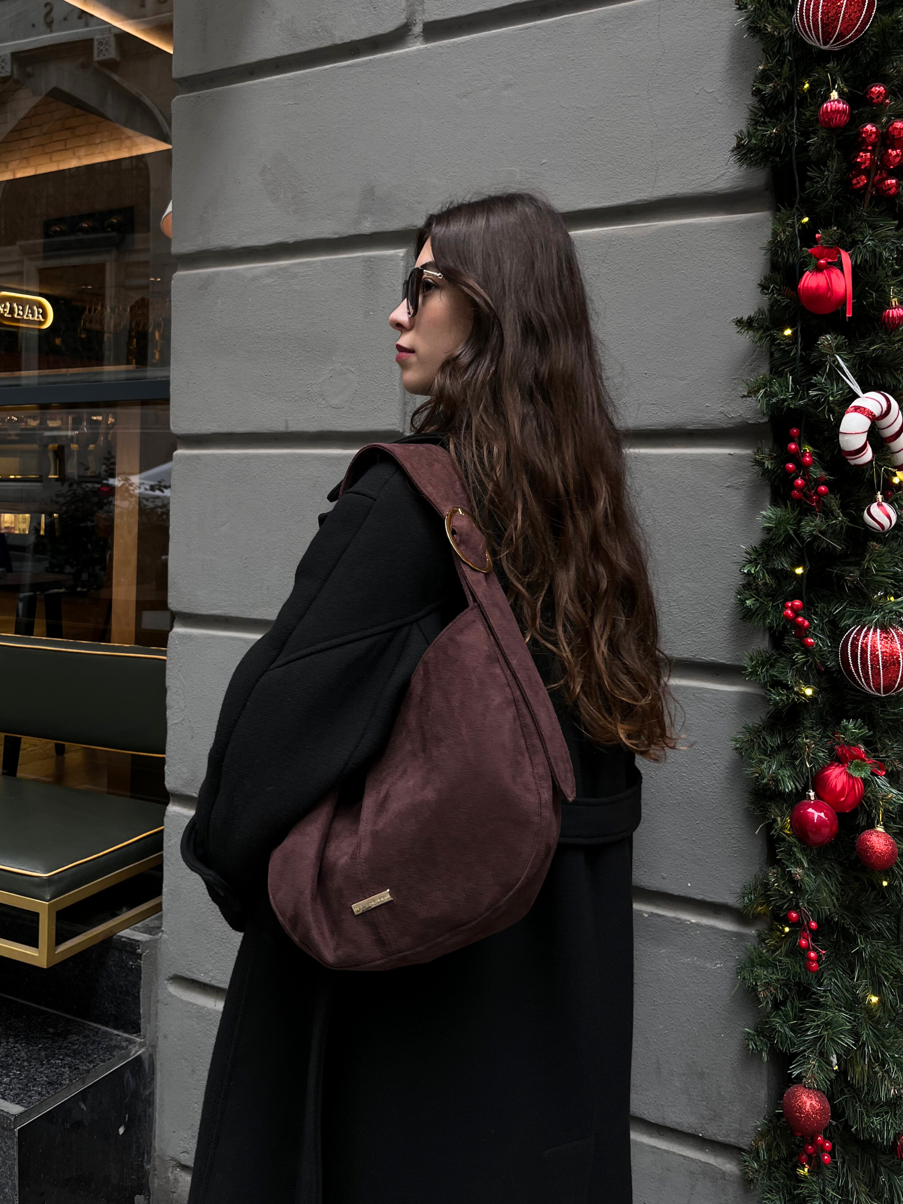 Barcelona | Çikolata Vegan Süet Çanta