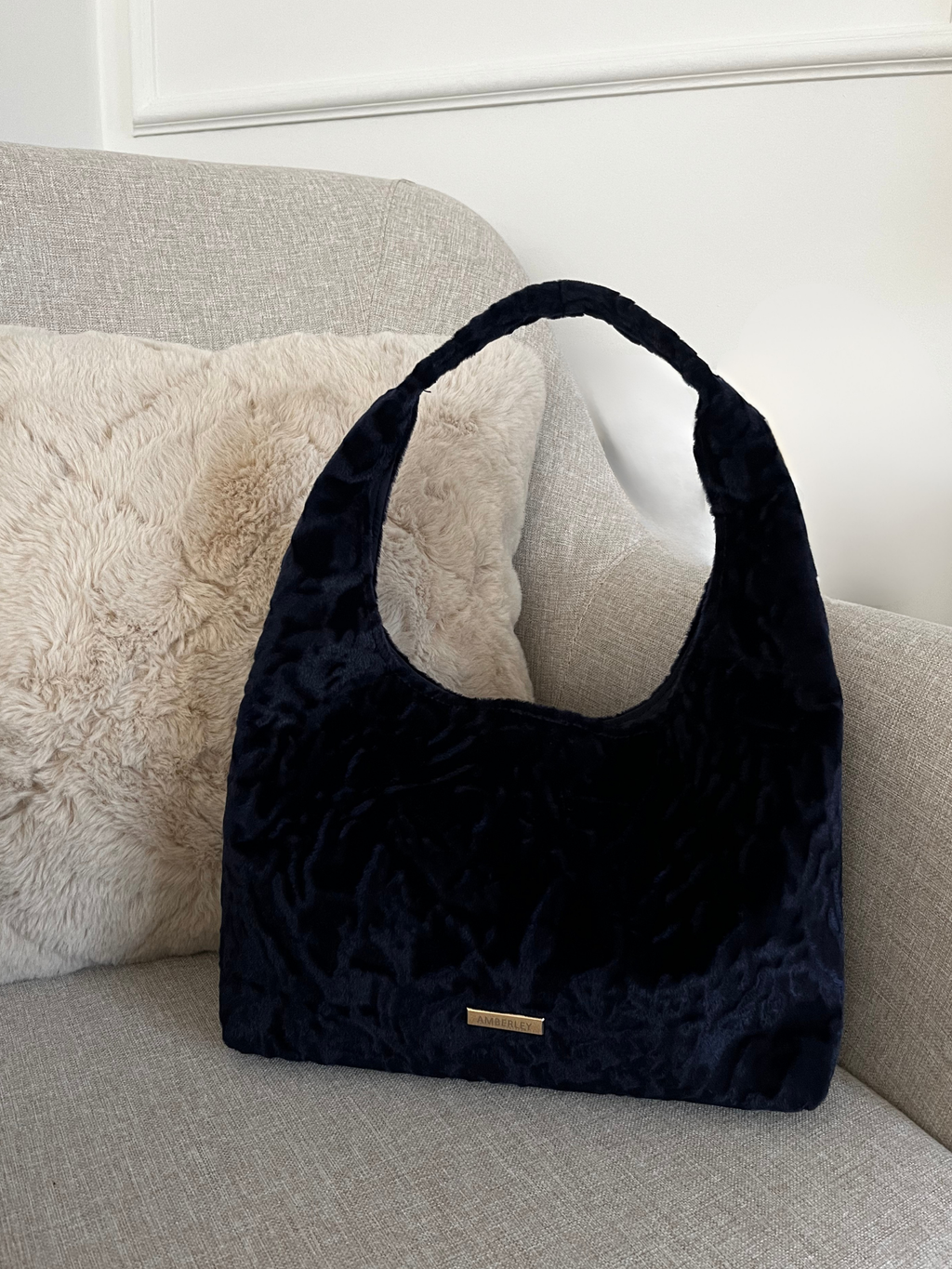 Rome | Velvet Gece Mavisi Hobo Çanta