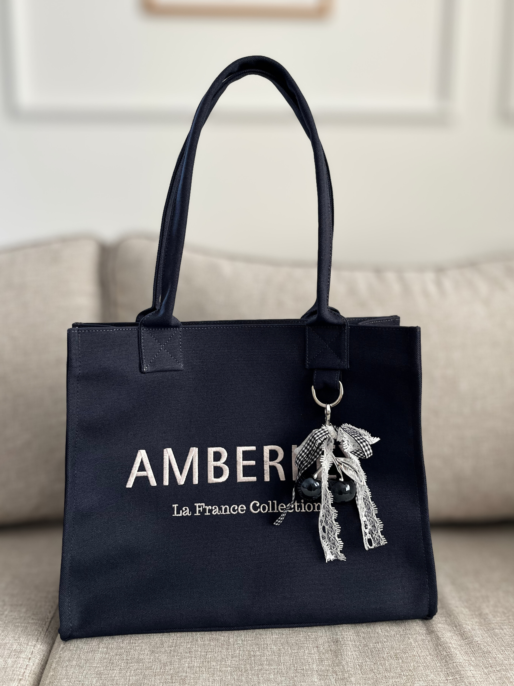 Nice | Kanvas & Süet Gece Mavisi Tote Çanta